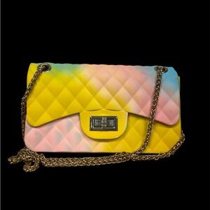 Quilted rainbow jelly purse